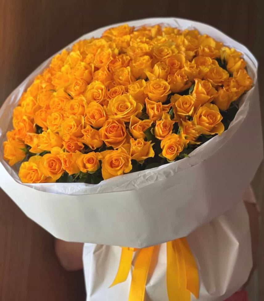 Yellow orange spray roses