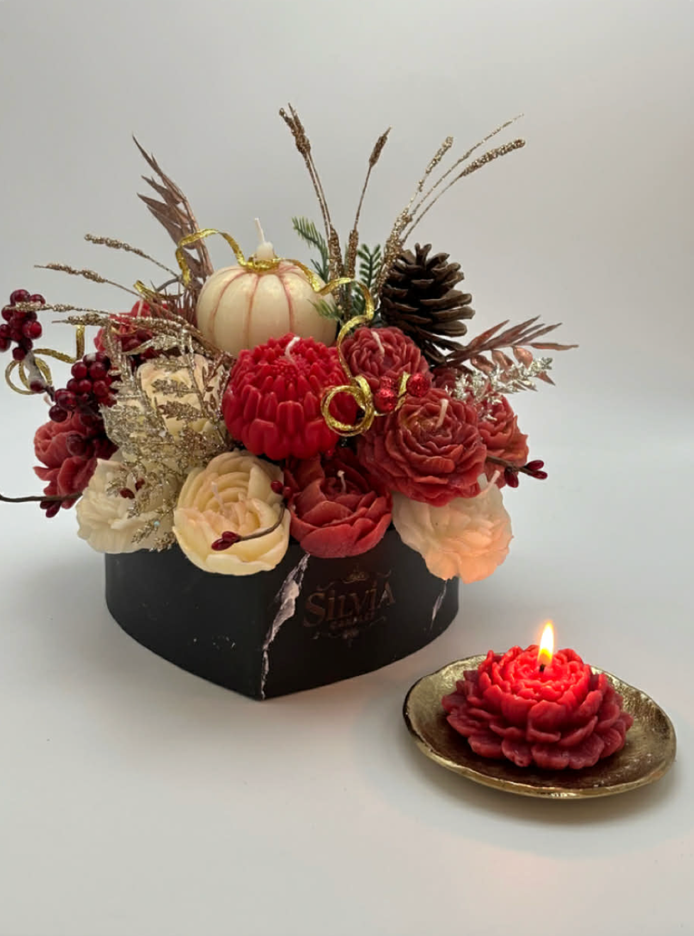 Handmade candle box roses